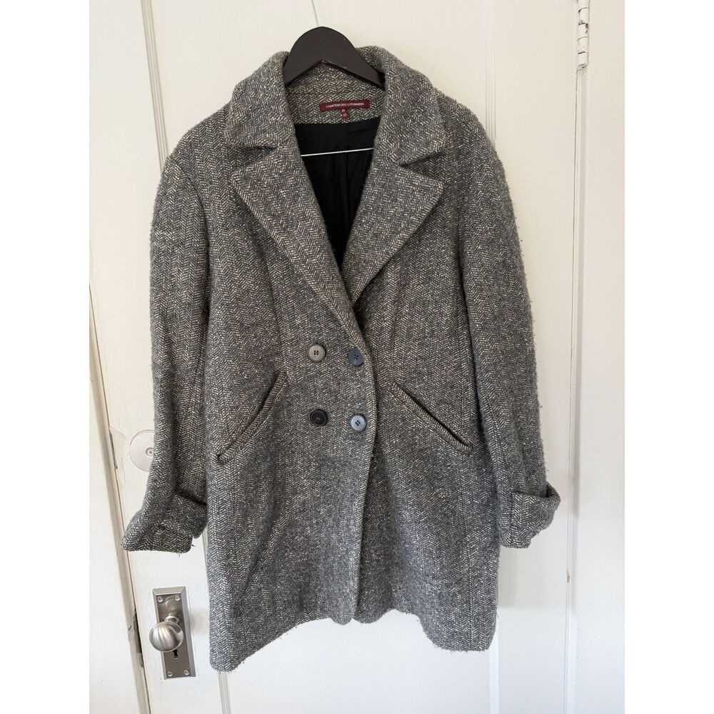 Comptoir des Cottonniers wool tweed mid length double breasted coat gray size 40